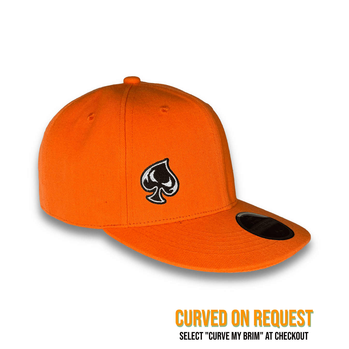 Orange hat with a spade logo